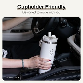 BUZIO 32 oz Tumbler with Handle, Insulated Tumbler with 2-in-1 Lid and Straw, Stainless Steel Vacuum Insulated Iced Coffee Tumbler Cup Water Bottle for Water, Iced Tea or Coffee, Smoothie