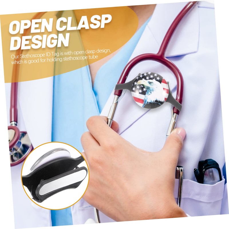 KOMBIUDA Stethoscope Name Tag for Id Tag Open Clasp Design