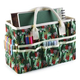 E-WEICHEN Craft Organizer Tote Bag Art Storage Caddy with Multiple Pockets Containers for Art, Craft, and Office Supplies Tropical Rain Forest