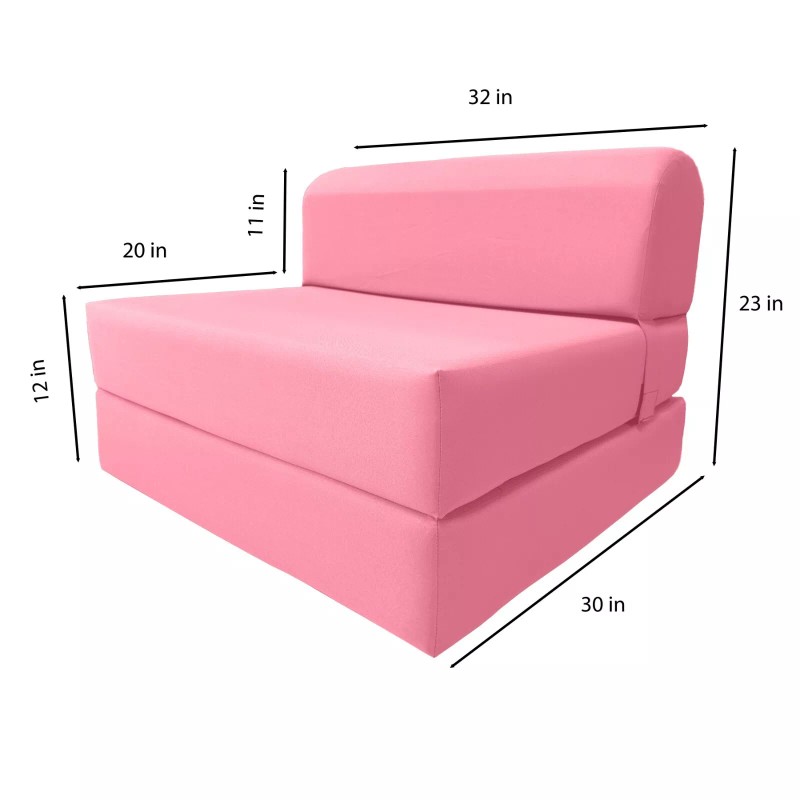 Amfuton Pink Sleeper Chair Folding Foam Beds, Portable Lounger Bed