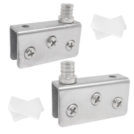 4set Glass Door Hinge,Stainless Steel Glass Door Pivot Hinges Clamp, Fit for 8-10mm Thickness Glass(Medium Size;Silver)