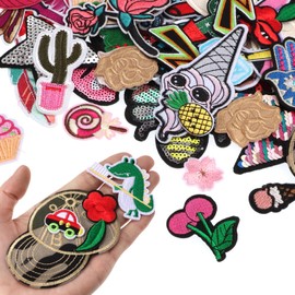 70pcs Random Assorted Styles Embroidered Patches, Sew On/Iron On Patch Applique for Clothing Accessories