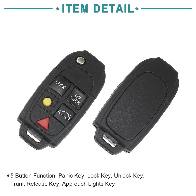 ACROPIX Car Key Fob Shell 5 Button Keyless Entry Remote