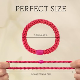 ZESION 8Pcs Women's Stretchy Hair Bands, Damage Free Cotton Hair Bands, Soft Braided Ponytail for Thick Curly Hair, Pink Mixed Colors