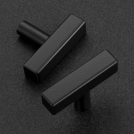 Ravinte 10 Pack Matte Black Cabinet Pulls Single Hole Black Cabinet Handles Kitchen Pulls for Cabinets with Mounting Template 2 inch Overall Length