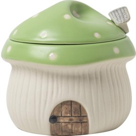 MayeBridge Mushroom Sugar Bowl, Cute Ceramics Salt Pot, Cute Mushroom Jar,Cartoon Pepper Storage Jar with Lid and Spoon,Seasoning Box Condiment Pots (Green)
