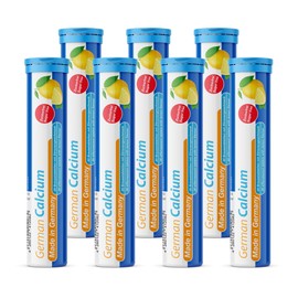 T&D German Calcium 140 Drink Effervescent Tablets - Lemon Lime Flavour - 500 mg Calcium, Sugarfree, Vegan- T&D Pharma C Made in Germany