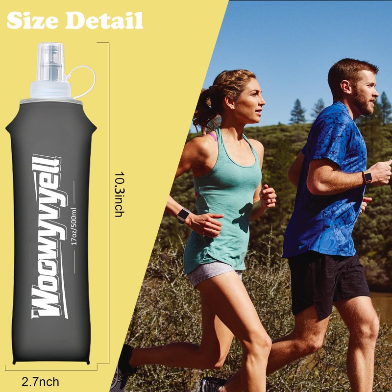 Woowyvyell Running Vest Soft Flask, 2PCS BPA-Free 500ml Collapsible Water