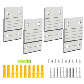 4 Pairs French Cleat Picture Hanger, Luxiv Metal Mounting Bracket for Photo Frames Aluminum Z Hanger, Wall Mount Mirror Bracket Z Bar Hanging Picture Ledges with Screws, Level Tool (2 inches)
