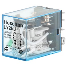 Heschen General Purpose Power Relay, LY2NJ, 24VDC Coil, 10A 24VDC/220VAC, DPDT, LED Indicator
