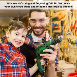 Honoson 15 Pieces Wood Carving Bits for Rotary 1/8'' HSS Tools Woodworking Engraving Drill Bit Set DIY Wood Carving Tools Accessories for Engraving Drilling Micro Sculpture