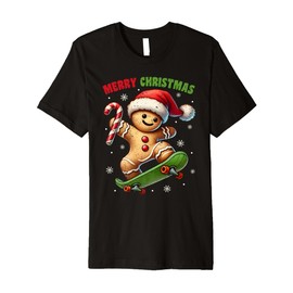 Christmas Pajamas Gingerbread Costume Ginger Skateboard Premium T-Shirt
