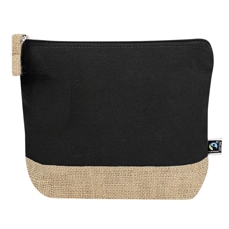 Fairtrade Kulturbeutel aus Baumwolle und Jute, 21,5 x 16,5 x