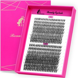 XIBIGEYE Lash Clusters - 40D+50D Wispy Eyelashes for Volume - Individual Lashes with Invisible Band - DIY Eyelash Extensions, Mixed Lengths 9-16mm for a Fluffy Look Eyelash Clusters