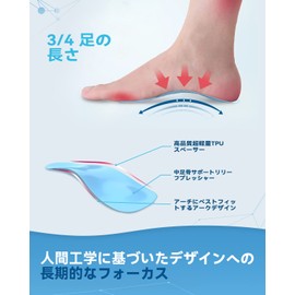 QBK Ergonomic Insole, Flat Foot, O Legs, X Legs, Correction, Foot Pain, Bone Sting, Tendon Pain, Thin, Lightweight, Half Bed Type, For Everyday Use, Walking, Long Standing, Working Fatigue, Barefoot