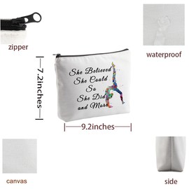 PYOUL Gymnastics Gifts for Girls Gymnastics Lovers Makeup Bag Gymnast Inspirational Gift She Believe She Could So She Did and Mor (Did and Mor Bag)