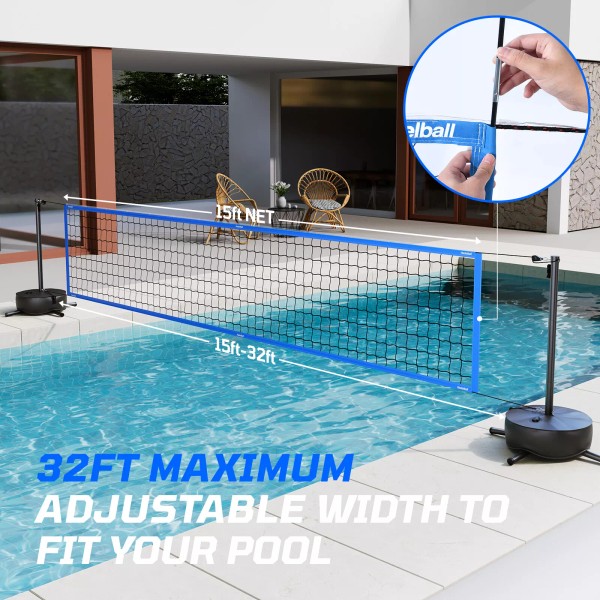 Haokelball LED Pool Volleyball Net Set with Weighted Base Volleyball