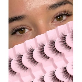 Pestañas Postizas Wispy De Aspecto Natural, Suaves Y Esponjosas, De 14 Mm De Grosor, Paquete De 7 Pares.