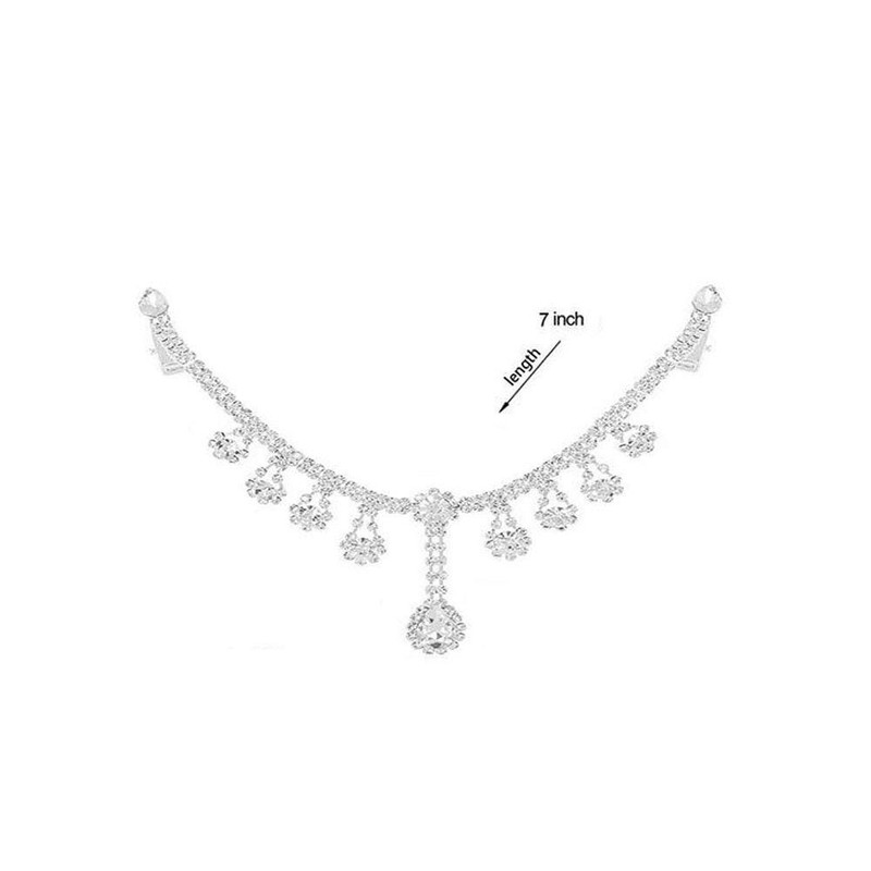 Women Silver Crystal Pendant Headband Wedding Headpieces Forehead Rhinestone Headband