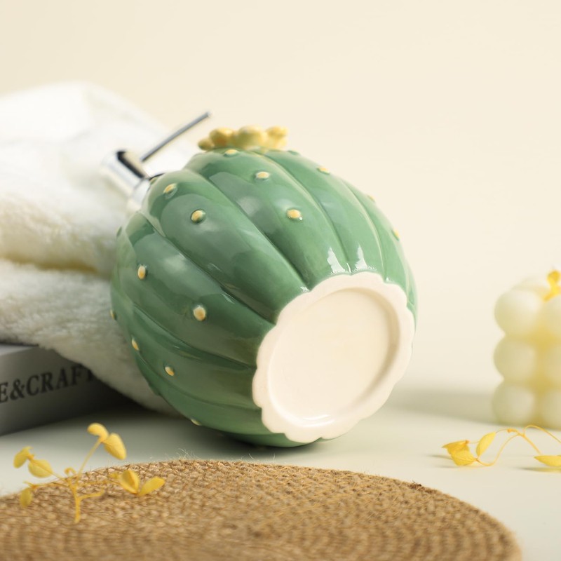 WAIT FLY Cactus with Yellow Pattern Soap Dispenser with Pump,