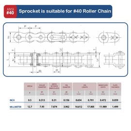 RHKING #40 Roller Chain Sprocket B Type 3/4" Bore Rust Prevention Hardened 10 Tooth
