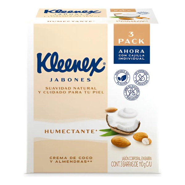Jabones En Barra Kleenex Crema de Coco y Almendras 110g