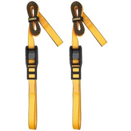 DEWALT DXBC90045 Black/Yellow 1" x 10’ Premium Lashing Straps - 500 LBS Safe Working Load / 1,500 LBS Break Strength, 2 Pack