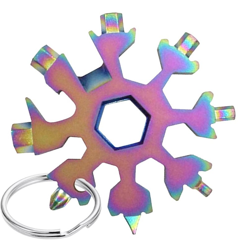 18-in-1 Snowflake Multi Wrench Tool, Keychain Multitool Pocket Tool is