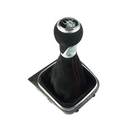 Do!LED Gear Stick Knob Gear Stick Gaiter Frame 5 Gears Alcantara Leather Red Stitching