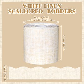 Fullhawl 65.6 Ft White Linen Bulletin Board Border, Classroom Scalloped Decorations Rolled Wave Poster Board Borders Trim for School Classroom Home Office Supplies