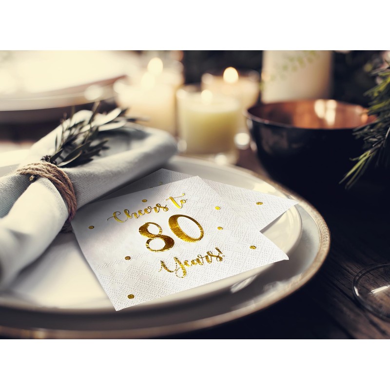 Servilletas de cóctel Cheers to 80 Years | Decoraciones de