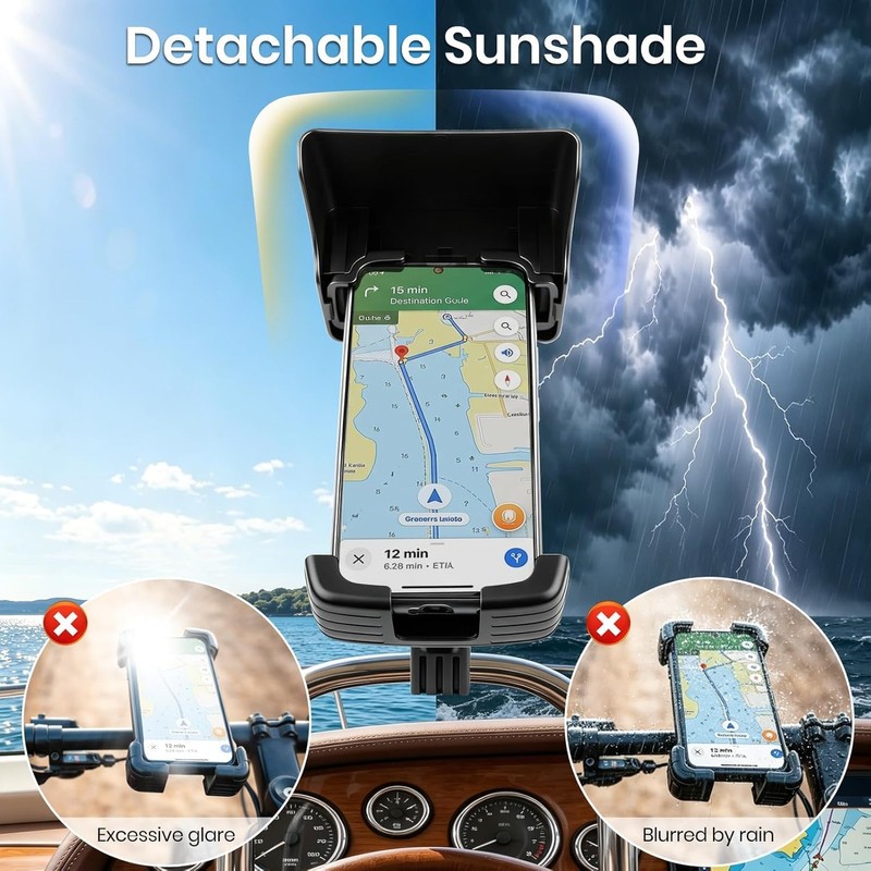 Boat Phone Holder Marine with Mount Sunshade for Bike ,Kayak,Motorcycle