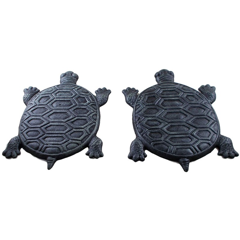 Set of 2 Iron Verdigris Garden Turtle Stepping Stone