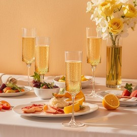 supernal 20 Pack Plastic Champagne Flutes - 7Oz Clear Crystal Champagne Glasses -Plastic Toasting Glasses 3-Pieces Durable Perfect for Party Birthday Anniversary Wedding