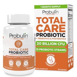 Probulin Suplemento probiótico Total Care, cápsulas probióticas diarias para la salud intestinal, digestiva e inmunitaria para hombres y mujeres, 20  