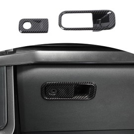 JOSHELA for F150 Glove Box Latch Handle Trim Cover for Ford F150 2021 up Black Carbon Fiber Grain Interior Accessories 2pcs
