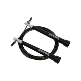 SPORTINATOR® Adjustable rope length, endurance, cardio, indoor/outdoor, fitness, boxing, speed skipping rope with non-slip handles, grey (black)