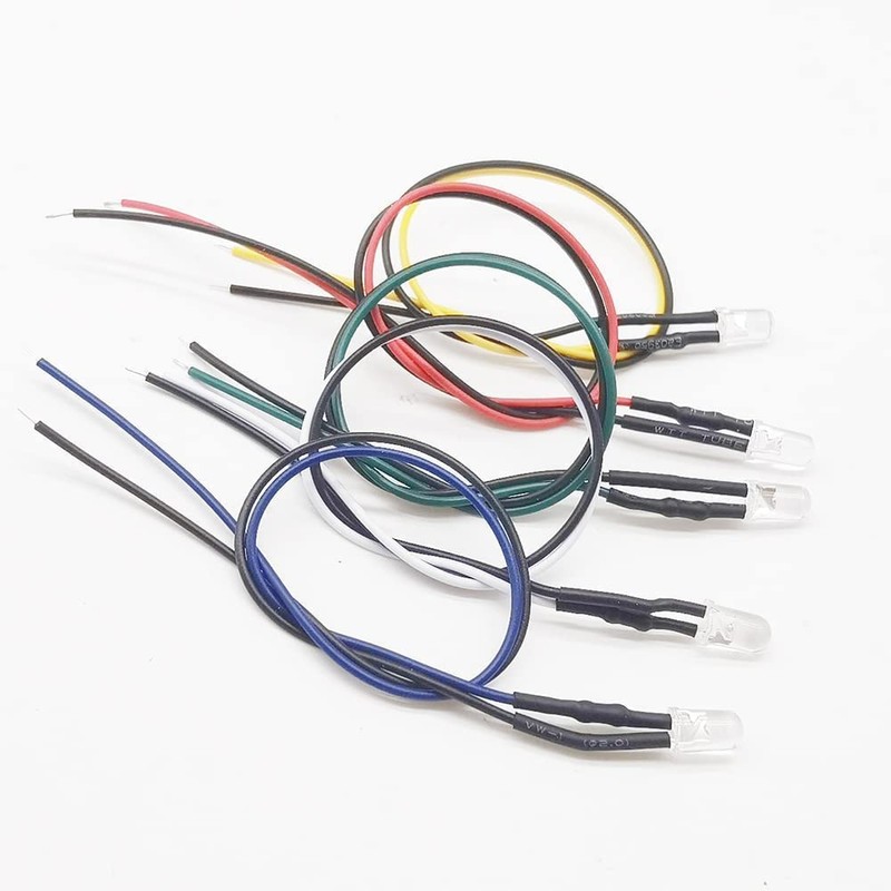 Vrabocry 100 pieces 5 mm LEDs with 20 cm cable,