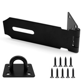 Minfuerang 4 Inch Padlock Hasp, Stainless Steel Lock Hasp with 9 Screws, Safety Hasp, Device Door Fitting for Gates, Windows, Locker (Black (Plated))