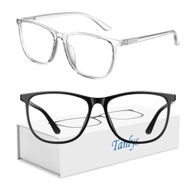 Tanlys Paquete de 2 anteojos de bloqueo de luz azul para la tensión ocular de la computadora [ojo seco y ojo agrio], Ai03-negro y transparente, M