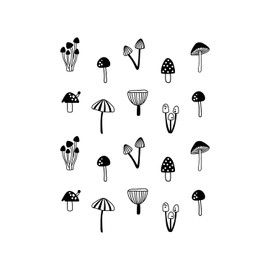Set of 11 Vinyl Wall Art Decal - Mushroom Pattern - from 5" x 2" Each - Cool Adhesive Sticker Cute Animal Design for Baby Kids Room Bedroom Playroom Home School Classroom Nursery Decor