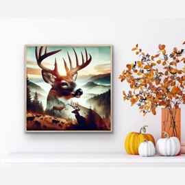 ARPADAMO Elk Diamond Art Kits for Adults,5D Deer Diamond Painting DIY Animal Diamond Art Diamond Painting Kit for Adult,Round Full Drill Diamonds, Diamond Art Kits for Home Decor-13.78x13.78inch