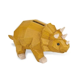 Animal Dinosaur Triceratops Wood Grain Polyresin Suora Money Box