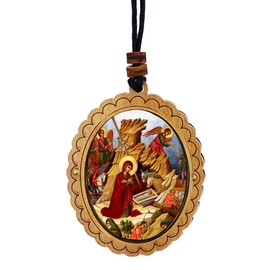 Nativity of Christ Christmas Ornament Wooden Orthodox Icon 3 1/16 Inch, Christmas Decoration Gift for Him or Her 2.5 Inches