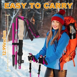 Vtizikl 2025 Ultralight Adjustable Walking Poles - 2 Pack Collapsible Trekking Sticks with Cork/EVA Handle (110-125cm) for Hiking, Arthritis Support & Outdoor Walking - Aluminium Alloy​ (Purple)