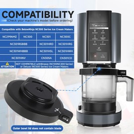 Outer Bowl Lid for NC301 Ice Cream Maker,Reusable Creami Replacement Lid, Creami Accessories Compatible with NC299AMZ/NC301/NC300/NC201/NC101 Series (NO Paddle)