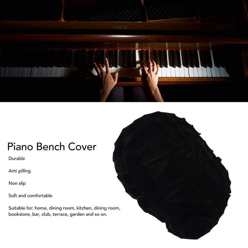 Piano Bench Cover Gold Velvet Non Slip Anti Pilling Soft