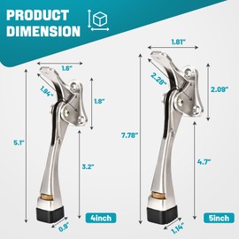 Kickdown Door Stopper 4 Inches - 2 Packs Door Stoppers for Bottom of Door One Touch Adjustable Door Stop，Made of Aluminum Alloy Metal Door Stops to Keep Door Open with Rubber Tip Satin Nickel