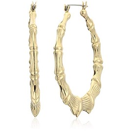 Betsey Johnson Large Nickel Bamboo Hoop Earrings