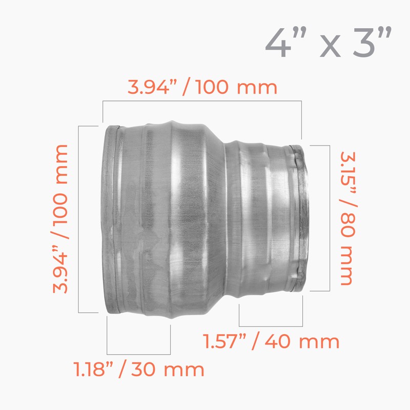 HVAC OV 4" to 3" Inch Round Duct Reducer -